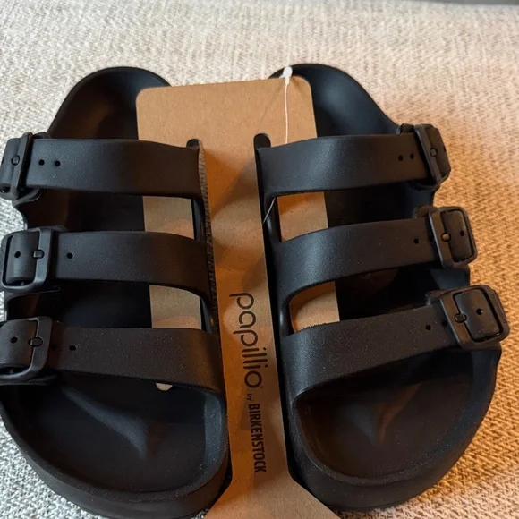 Papillio by Birkenstock Black Triple-Strap Slide Sandals - Picture 6 of 8